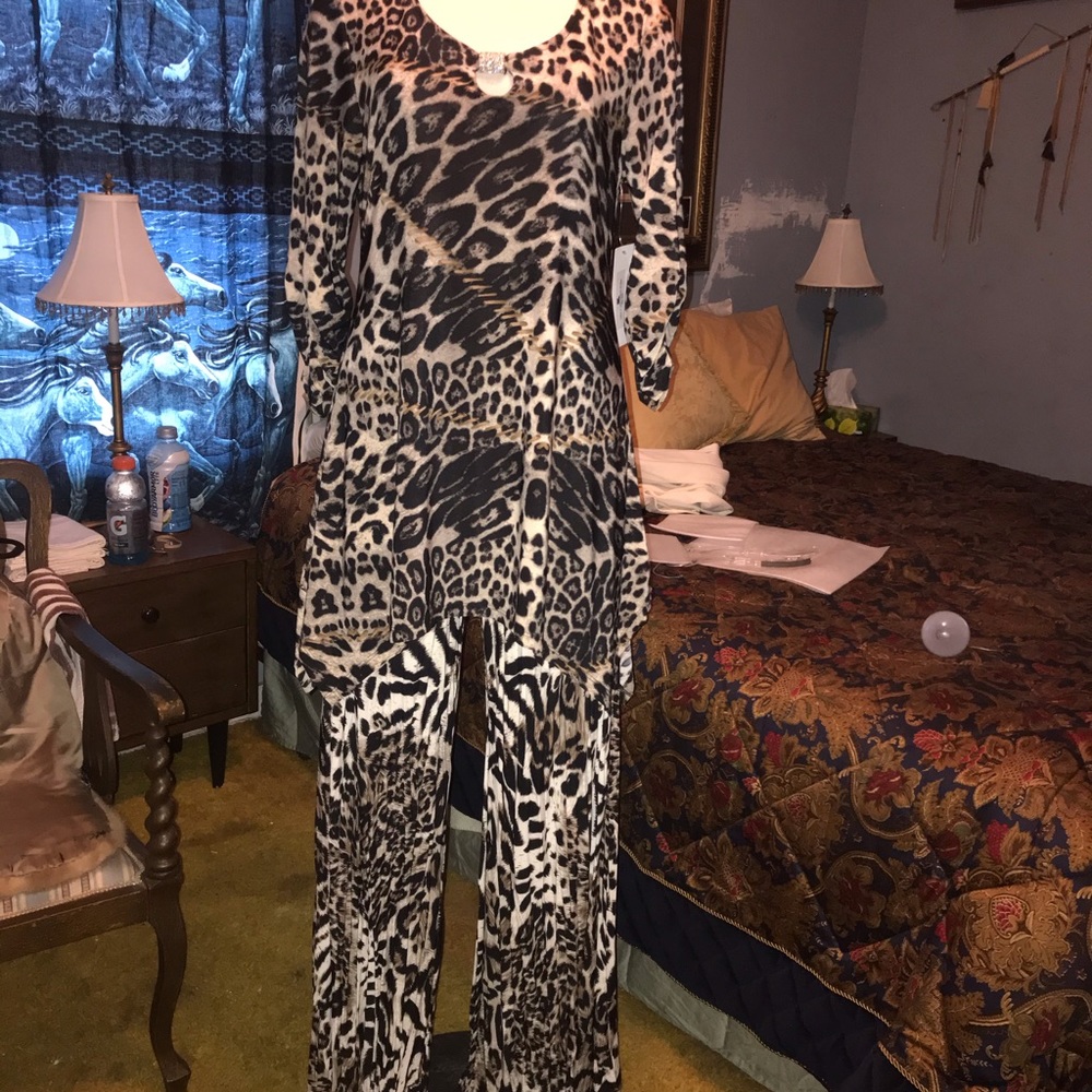Cover Charge Leopard Print 2 pc. Tunic & Pant Suit